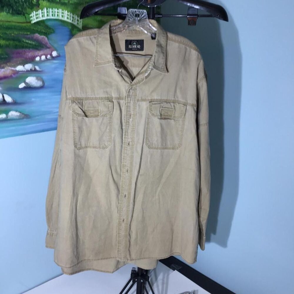 Red Head Men's Tan and Cream Shirt